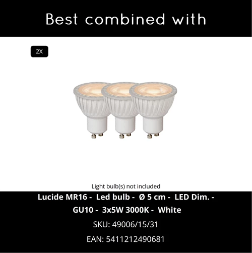 Lucide BODI - Spot plafond - 2xGU10 - Blanc - CROSSSELL